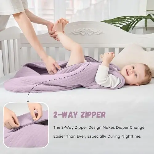 Yoofoss Baby Sleep Sack 6-12 Months TOG 2.5 Winter Baby Wearable Blanket, 100% Organic Cotton Infant Toddler Sleeping Sack 2-Way Zipper Warm Quilted Sleep Sack - 4