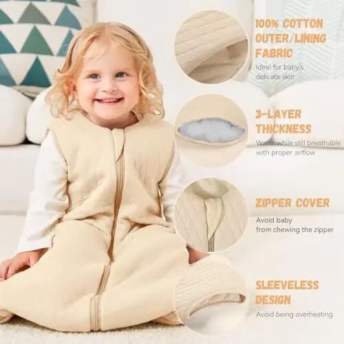 Yoofoss Baby Sleep Sack 6-12 Months TOG 2.5 Winter Baby Wearable Blanket | Baby Wearable Blanket Infant Toddler Sleeping Sack 2-Way Zipper Warm Quilted Sleep Sack - 5