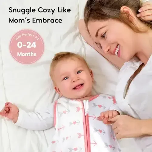 Yoofoss Baby Sleep Sack 6-12 oylik TOG 1.0 chaqaloq kiyiladigan adyol, 2 dona 100% paxta chaqaloq bolasi uchun uxlash xalati 2 tomonlama fermuarli yengil uxlash xalati 