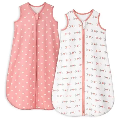 Yoofoss Baby Sleep Sack 6-12 oylik TOG 1.0 chaqaloq kiyiladigan adyol, 2 dona 100% paxta chaqaloq bolasi uchun uxlash xalati 2 tomonlama fermuarli yengil uxlash xalati - MODAZONE (1)
