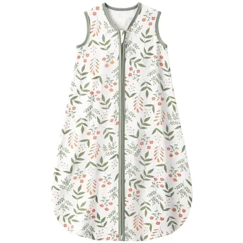 Yoofoss Baby Sleep Sack 0-6 Months 0.5 TOG Baby Wearable Blanket, 100% Organic Cotton Infant Toddler Sleeping Sack 2-Way Zipper Lightweight Sleep Sack, Flower 