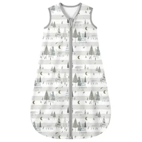 Yoofoss Baby Sleep Sack 0-6 Months 0.5 TOG Baby Wearable Blanket, 100% Organic Cotton Infant Toddler Sleeping Sack 2-Way Zipper Lightweight Sleep Sack, Grizzly - 6