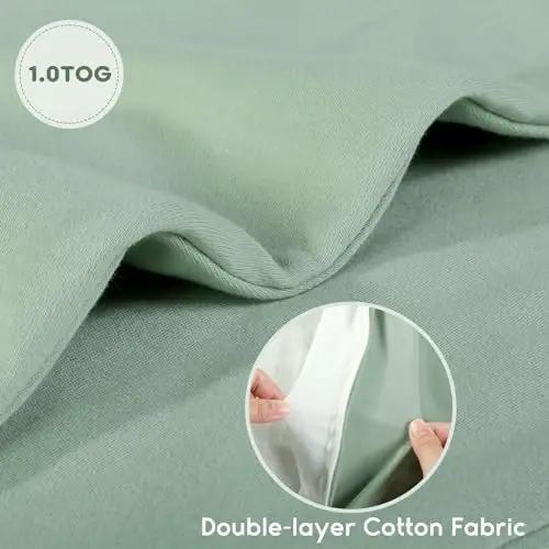 Yoofoss Baby Sleep Sack 0-6 Months TOG 1.0 Baby Wearable Blanket, 2 Pack 100% Organic Cotton Infant Toddler Sleeping Sack 2-Way Zipper Lightweight Sleep Sack - 3