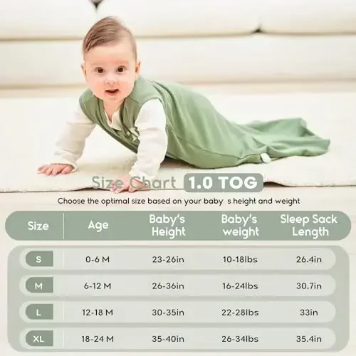 Yoofoss Baby Sleep Sack 0-6 Months TOG 1.0 Baby Wearable Blanket, 2 Pack 100% Organic Cotton Infant Toddler Sleeping Sack 2-Way Zipper Lightweight Sleep Sack - 5