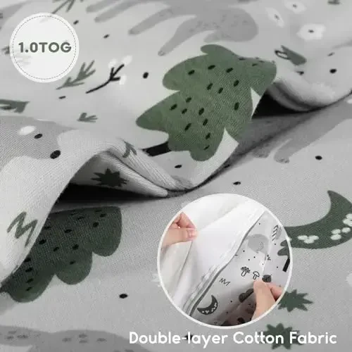 Yoofoss Baby Sleep Sack 0-6 Months TOG 1.0 Baby Wearable Blanket, 2 Pack 100% Organic Cotton Infant Toddler Sleeping Sack 2-Way Zipper Lightweight Sleep Sack - 3