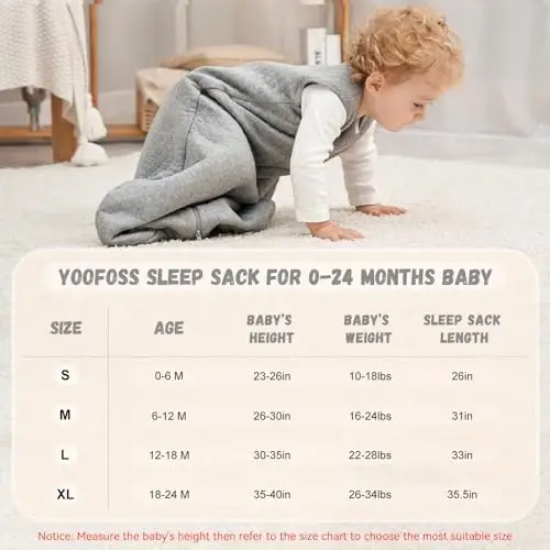 Yoofoss Baby Sleep Sack 0-6 Months TOG 2.5 Winter Baby Wearable Blanket, 100% Organic Cotton Infant Sleeping Sack 2-Way Zipper Warm Quilted Sleep Sack - YOOFOSS (1)