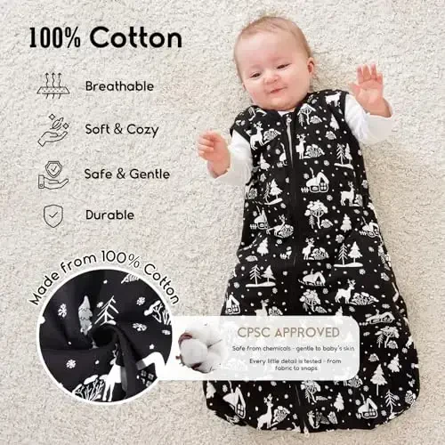 Yoofoss Baby Sleep Sack 12-18 Months 0.5 TOG Baby Wearable Blanket, 100% Organic Cotton Infant Toddler Sleeping Sack 2-Way Zipper Lightweight Sleep Sack, Seahorse - MODAZONE (1)