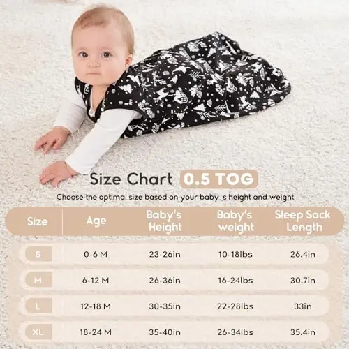 Yoofoss Baby Sleep Sack 12-18 Months 0.5 TOG Baby Wearable Blanket, 100% Organic Cotton Infant Toddler Sleeping Sack 2-Way Zipper Lightweight Sleep Sack, Seahorse - 4