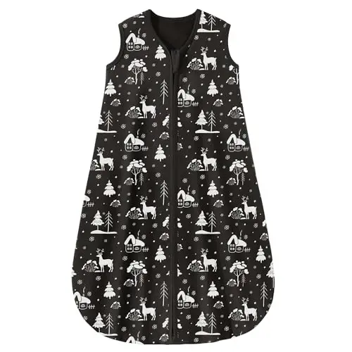 Yoofoss Baby Sleep Sack 0-6 Months 0.5 TOG Baby Wearable Blanket, 100% Organic Cotton Infant Toddler Sleeping Sack 2-Way Zipper Lightweight Sleep Sack, Black Forest - MODAZONE