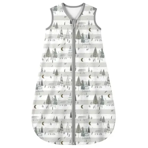Yoofoss Baby Sleep Sack 12-18 Months 0.5 TOG Baby Wearable Blanket, 100% Organic Cotton Infant Toddler Sleeping Sack 2-Way Zipper Lightweight Sleep Sack, Grizzly - 1