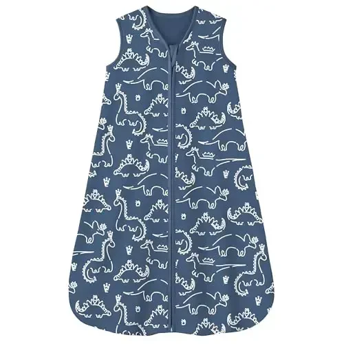 Yoofoss Baby Sleep Sack 12-18 Months 0.5 TOG Baby Wearable Blanket, 100% Organic Cotton Infant Toddler Sleeping Sack 2-Way Zipper Lightweight Sleep Sack, Grizzly - 1