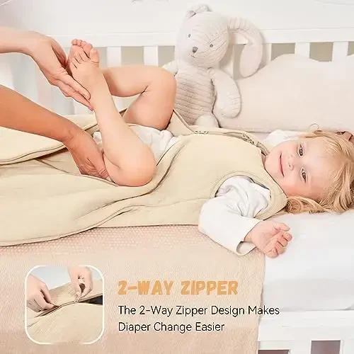 Yoofoss Baby Sleep Sack 12-18 Months TOG 2.5 Winter Baby Wearable Blanket, 100% Organic Cotton Toddler Sleeping Sack 2-Way Zipper Warm Quilted Sleep Sack - 4
