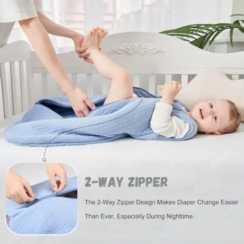 Yoofoss Baby Sleep Sack 12-18 Months TOG 2.5 Winter Baby Wearable Blanket, 100% Organic Cotton Toddler Sleeping Sack 2-Way Zipper Warm Quilted Sleep Sack - 4