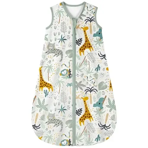 Yoofoss Baby Sleep Sack 18-24 Months 0.5 TOG Baby Wearable Blanket, 100% Organic Cotton Infant Toddler Sleeping Sack 2-Way Zipper Lightweight Sleep Sack, Giraffe - 1