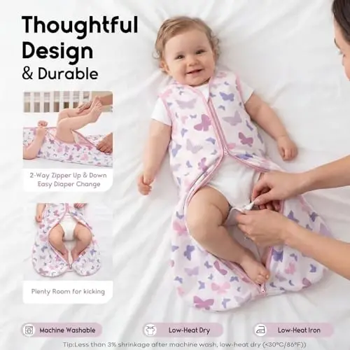 Yoofoss Baby Sleep Sack 18-24 Months 0.5 TOG Baby Wearable Blanket, 100% Cotton Infant Toddler Sleeping Sack 2-Way Zipper Lightweight Sleep Sack - 3