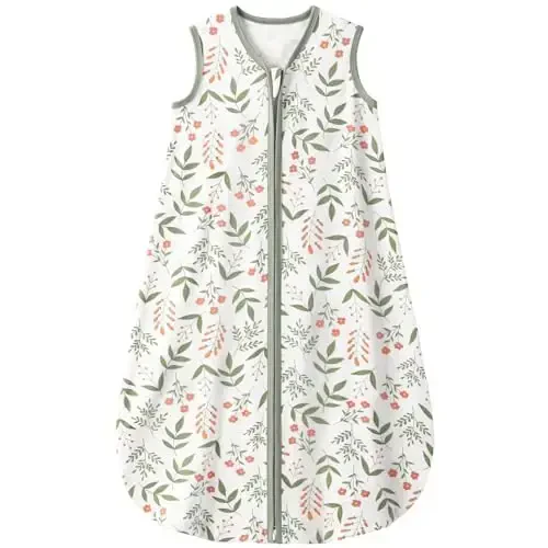 Yoofoss Baby Sleep Sack 12-18 Months 0.5 TOG Baby Wearable Blanket, 100% Organic Cotton Infant Toddler Sleeping Sack 2-Way Zipper Lightweight Sleep Sack, Flower 