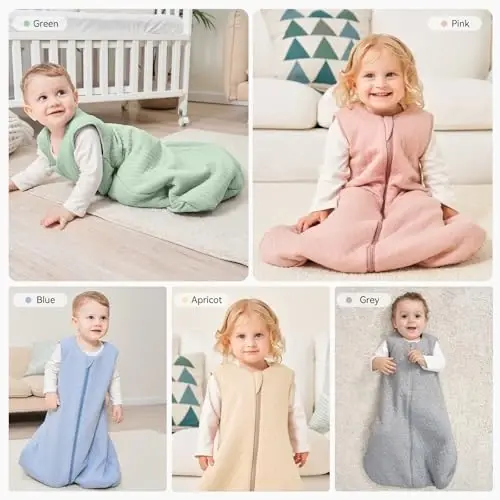 Yoofoss Baby Sleep Sack 6-12 Months TOG 2.5 Winter Baby Wearable Blanket, 100% Organic Cotton Infant Toddler Sleeping Sack 2-Way Zipper Warm Quilted Sleep Sack - 7