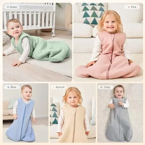 Yoofoss Baby Sleep Sack 6-12 Months TOG 2.5 Winter Baby Wearable Blanket, 100% Organic Cotton Infant Sleeping Sack 2-Way Zipper Warm Quilted Sleep Sack - 7
