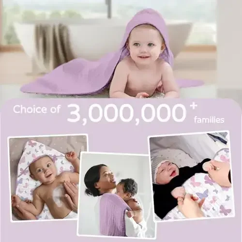 Yoofoss Hooded Baby Towels for Newborn 2 Pack 100% Muslin Organic Cotton Baby Bath Towel with Hood for Babies, Infant, Toddler and Kids, 32x32Inch, Soft and Absorbent Newborn Essential, Butterfly - 6