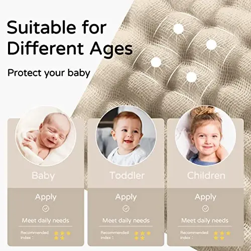 Yoofoss Hooded Baby Towels for Newborn 2 Pack 100% Muslin Organic Cotton Baby Bath Towel with Hood for Babies, Infant, Toddler and Kids, 32x32Inch, Soft and Absorbent Newborn Essential,Bge& Bean Paste - 5