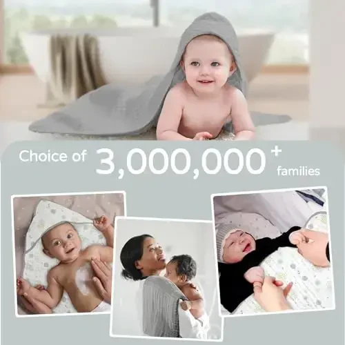 Yoofoss Hooded Baby Towels for Newborn 2 Pack 100% Muslin Organic Cotton Baby Bath Towel with Hood for Babies, Infant, Toddler and Kids, 32x32Inch, Soft and Absorbent Newborn Essential,Grey Flower - 6
