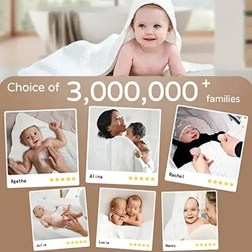 Yoofoss Hooded Baby Towels for Newborn 2 Pack 100% Muslin Organic Cotton Baby Bath Towel with Hood for Babies, Infant, Toddler and Kids, 32x32Inch, Soft and Absorbent Newborn Essential,White-2 Pack - 6