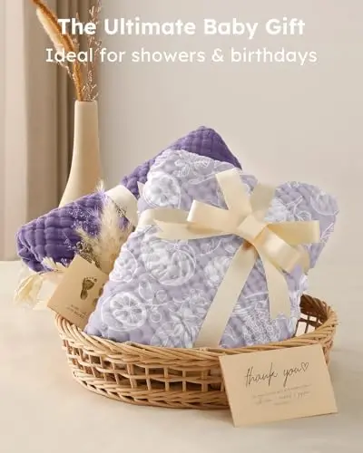 Yoofoss Hooded Baby Towels for Newborn 2 Pack 100% Muslin Organic Cotton Baby Bath Towel with Hood for Babies, Infant, Toddler and Kids, Large 32x32Inch, Soft and Absorbent Newborn Essential - 5