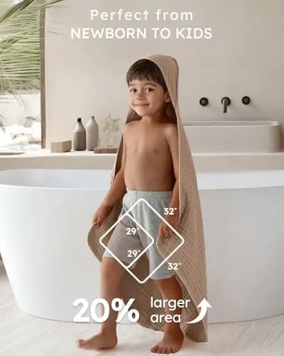 Yoofoss Hooded Baby Towels for Newborn 2 Pack 100% Muslin Organic Cotton Baby Bath Towel with Hood for Babies, Infant, Toddler and Kids, Large 32x32Inch, Soft and Absorbent Newborn Essential - 4