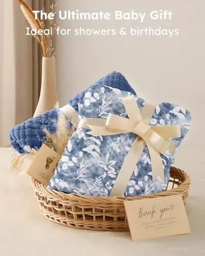 Yoofoss Hooded Baby Towels for Newborn 2 Pack 100% Muslin Organic Cotton Baby Bath Towel with Hood for Babies, Infant, Toddler and Kids, Large 32x32Inch, Soft and Absorbent Newborn Essential - 5