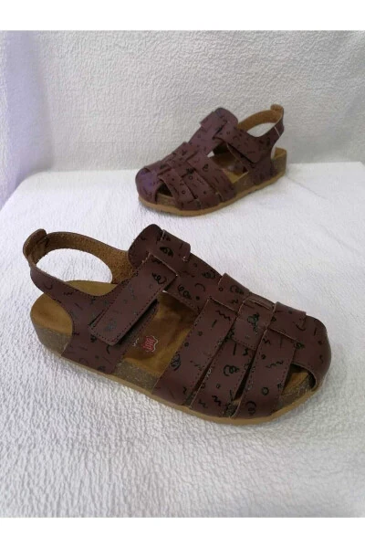 Yopiq oyoqli haqiqiy teri ortopedik mantar taglikli bolalar sandal - 4