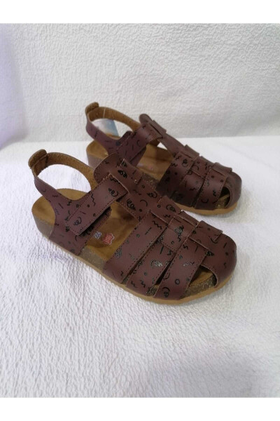 Yopiq oyoqli haqiqiy teri ortopedik mantar taglikli bolalar sandal - ÖZGÜR KIDS