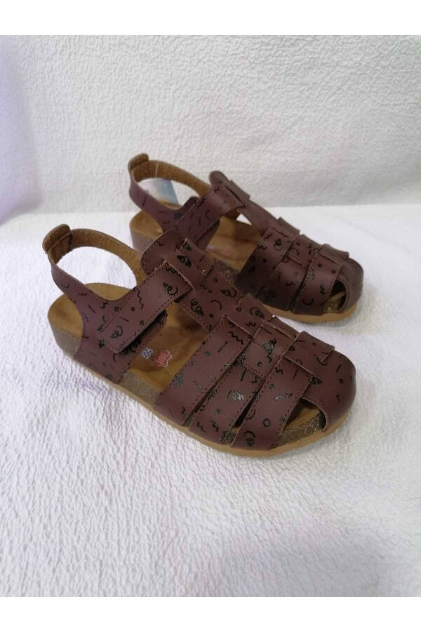 Yopiq oyoqli haqiqiy teri ortopedik mantar taglikli bolalar sandal - 1