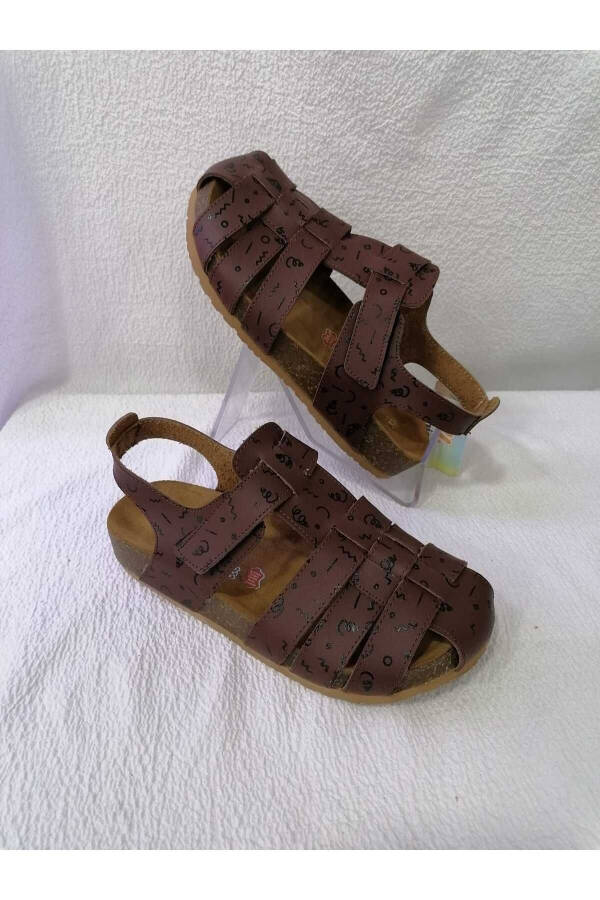 Yopiq oyoqli haqiqiy teri ortopedik mantar taglikli bolalar sandal - 2