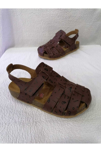 Yopiq oyoqli haqiqiy teri ortopedik mantar taglikli bolalar sandal - 4