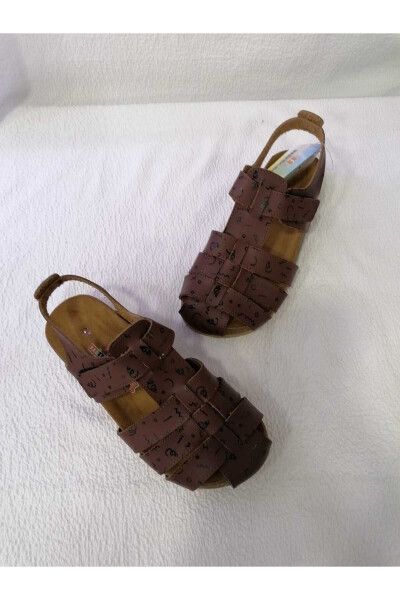 Yopiq oyoqli haqiqiy teri ortopedik mantar taglikli bolalar sandal - 5
