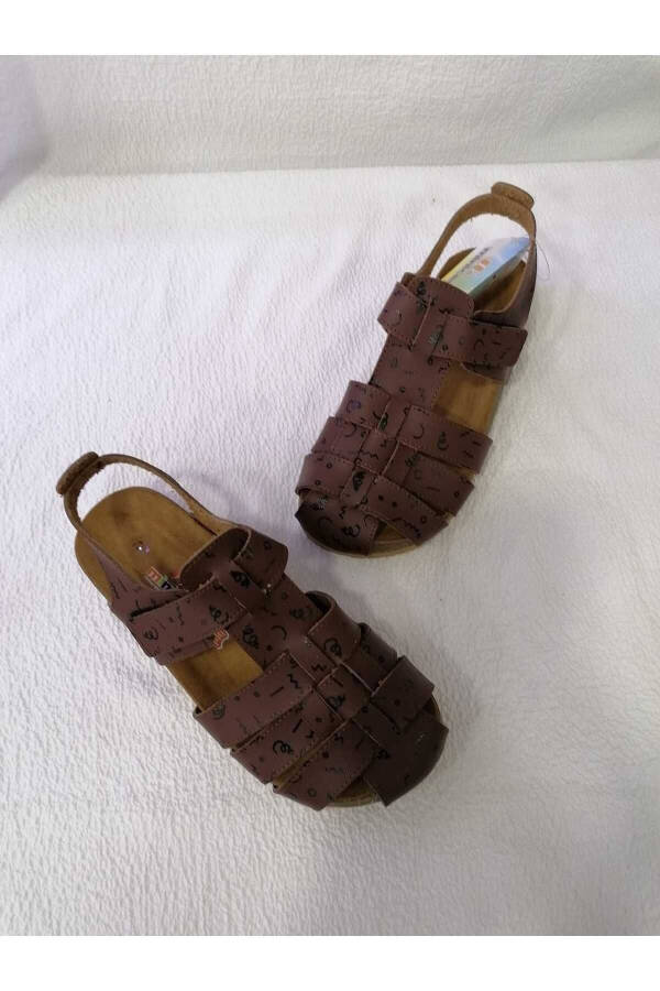Yopiq oyoqli haqiqiy teri ortopedik mantar taglikli bolalar sandal - 5