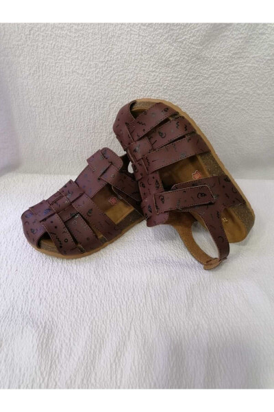 Yopiq oyoqli haqiqiy teri ortopedik mantar taglikli bolalar sandal - 6