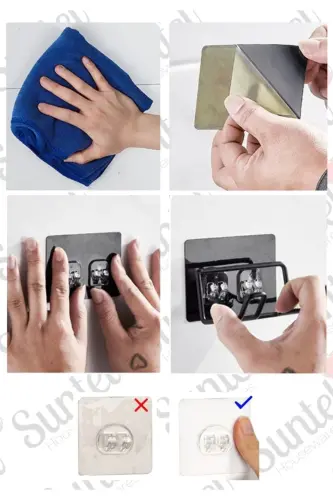 Yopishqoqli 4 ilgakli hammom javoni va sovunlik, hammom uchun osma tartiblagich. - 5