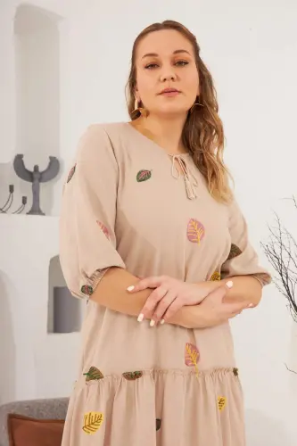 Yoqa va kashta detallari katta o'lchamli ko'ylak Vizon - 4