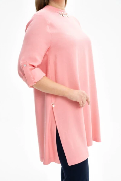 Yoqasi kashtali viskon tunik-Salmon - 4