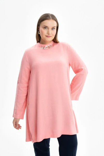 Yoqasi kashtali viskon tunik-Salmon - 5