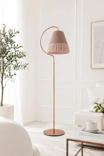 Yoritg'ich Lampa Çise Ellips Qora Mis Patina Abajur Pushti Pushti Tukma Pushti 