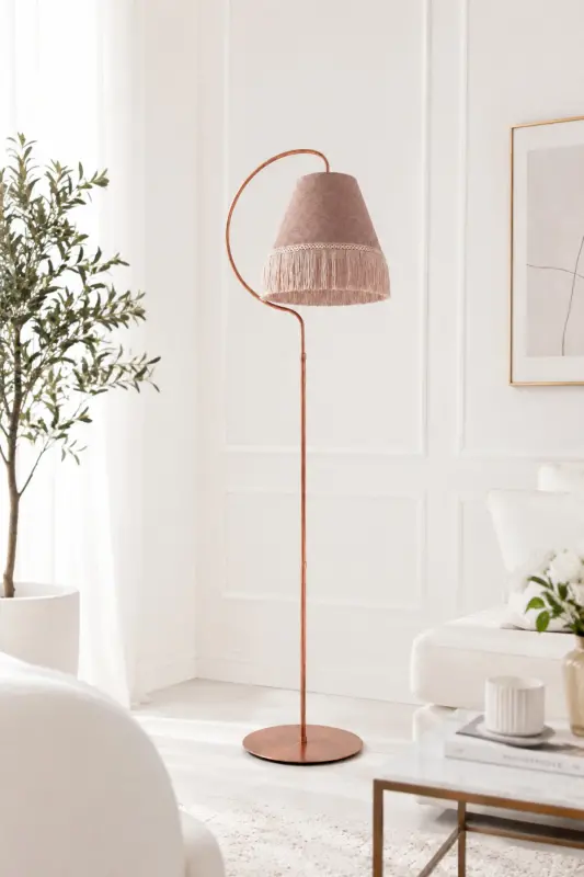 Yoritg'ich Lampa Çise Ellips Qora Mis Patina Abajur Pushti Pushti Tukma Pushti - 1
