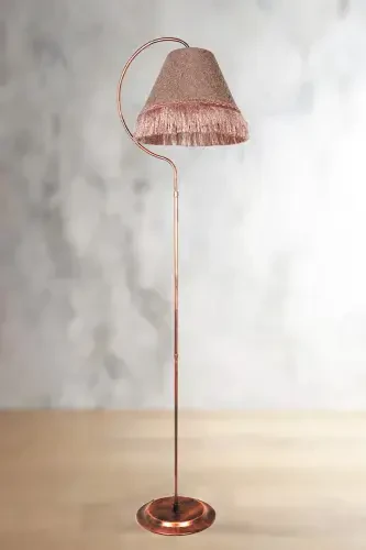 Yoritg'ich Lampa Çise Ellips Qora Mis Patina Abajur Pushti Pushti Tukma Pushti - 1