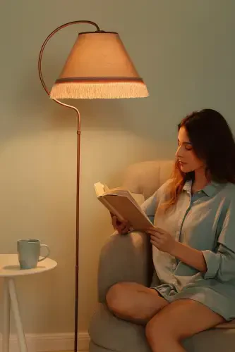 Yoritg'ich Lampa Çise Ellips Qora Mis Patina Abajur Pushti Pushti Tukma Pushti - 5