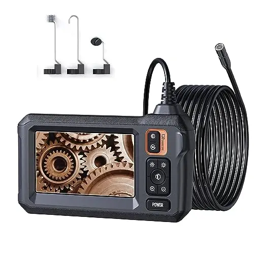 Yoritgichli endoskop kamera, 4,3 dyuymli IPS ekranli tekshiruv boroskop kamerasi, 8 LED yoritgichli 1920P HD, 16,5 FT yarim qattiq simli burama, kanalizatsiya uchun IP67 suv o'tkazmaydigan endoskop, ikkita linzali (apelsin) - 6