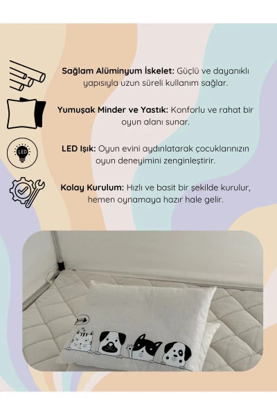 Yorug' o'yin uyi bolalar o'yin chodiri minder va yostiq - 6