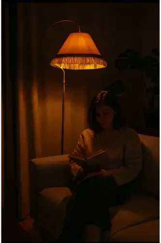 Yorug'lik Chiroqsi Çise Krem Sari Patina Abajur Krem Shlyapa Sari Puskalli - 6