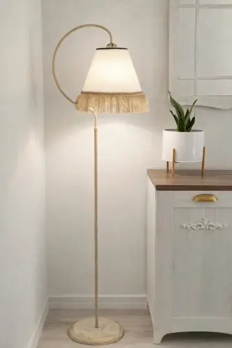 Yorug'lik Chiroqsi Çise Krem Sari Patina Abajur Krem Shlyapa Sari Puskalli - 5