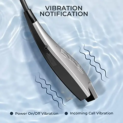 YOSDOM Neckband Bluetooth Headphones, Around The Neck Headphones 24H+ Playtime, Bluetooth Headsets with Call Vibration, Shark Jaw Design Wireless Earbuds+Noise Isolation/Mic/IPX7 Waterproof, Silver - 4